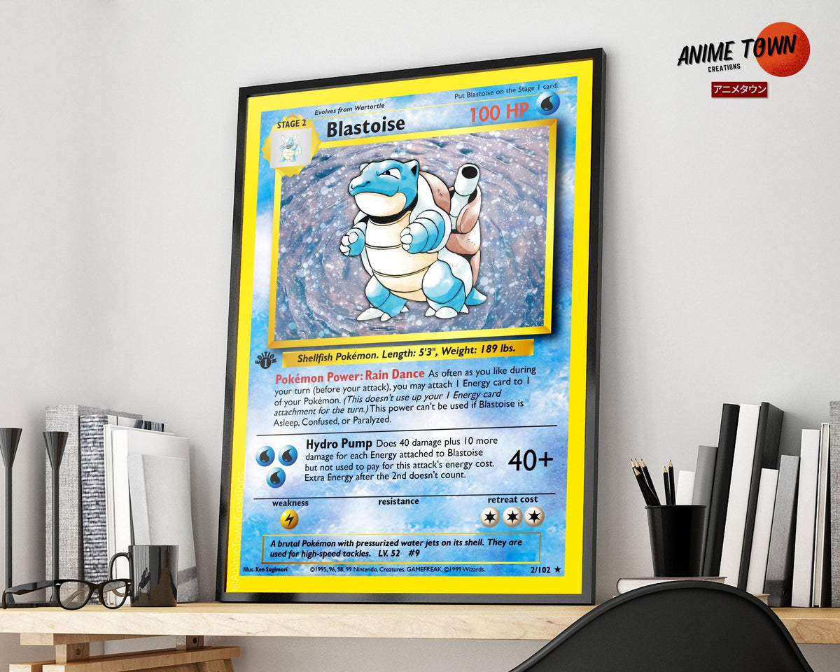 Anime Town Creations Poster Pokemon Blastoise Card 5" x 7" Home Goods - Anime Pokemon Poster