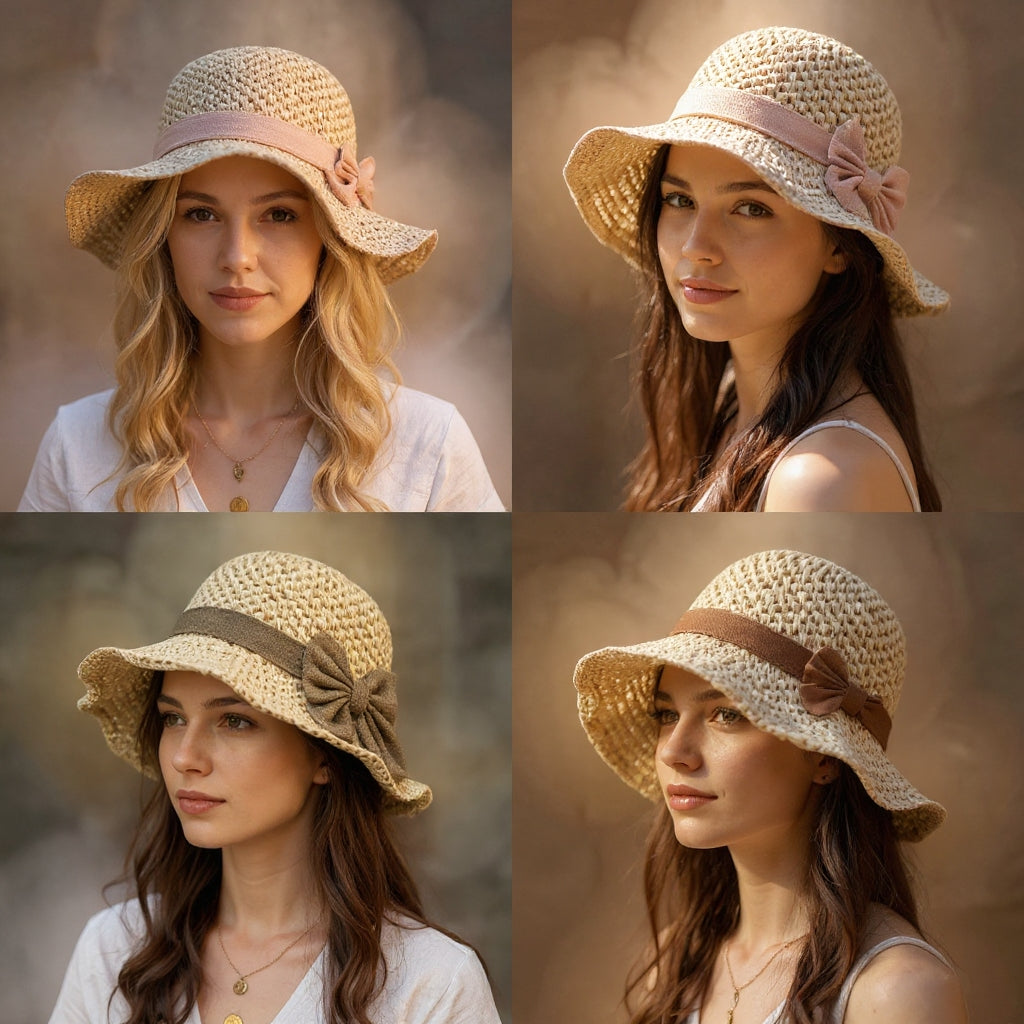 Coralie - Sombrero para el sol hecho a mano con lazo