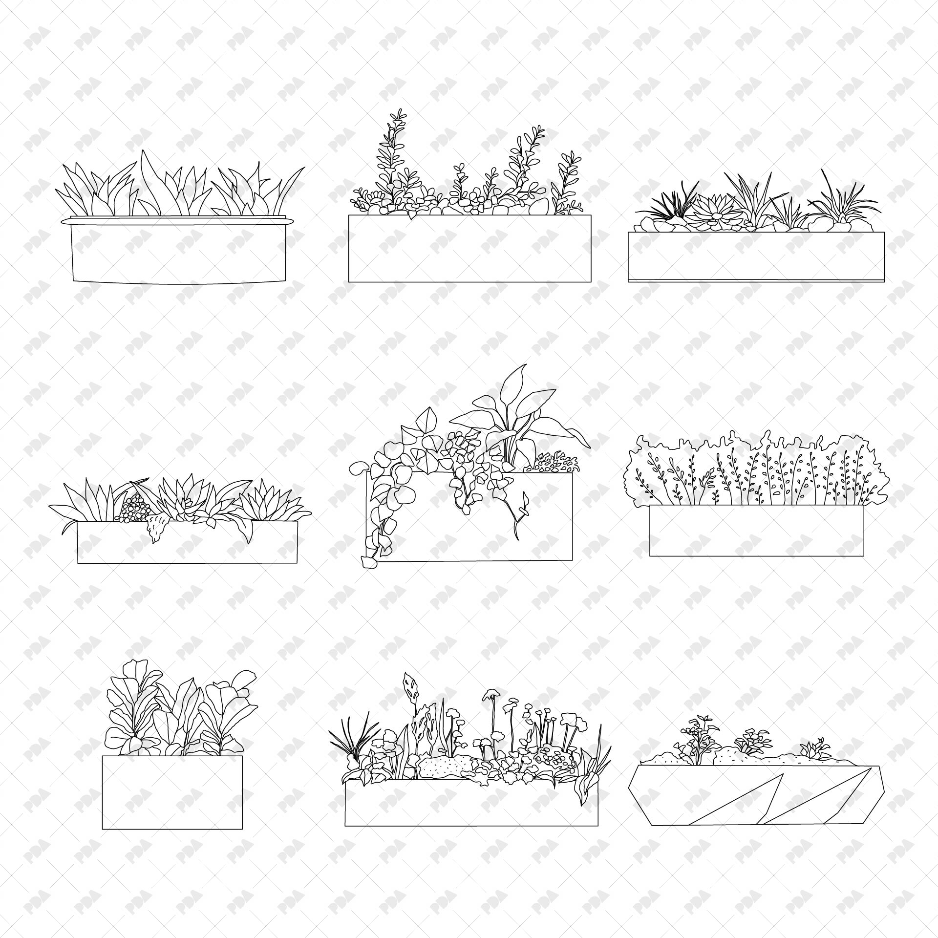 CAD, Vector Street Urban Plants in Planters - Post Digital Architecture — Free and Affordable Resources for Architects