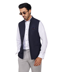 Paramount Stretch Nehru Jacket - Navy