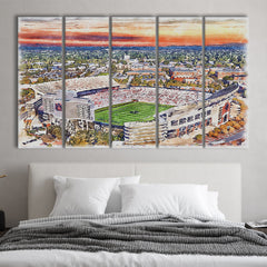 Auburn Tigers, Jordan Hare Painting Stadium Watercolor, Sport Art, Extra Large Canvas Print Wall Art