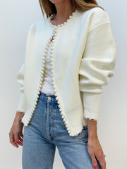 Cardigan tendance pour femme avec ouverture frontale | Détails perlés