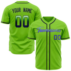 Custom Neon Green Baseball Jersey (With Blue Color)
