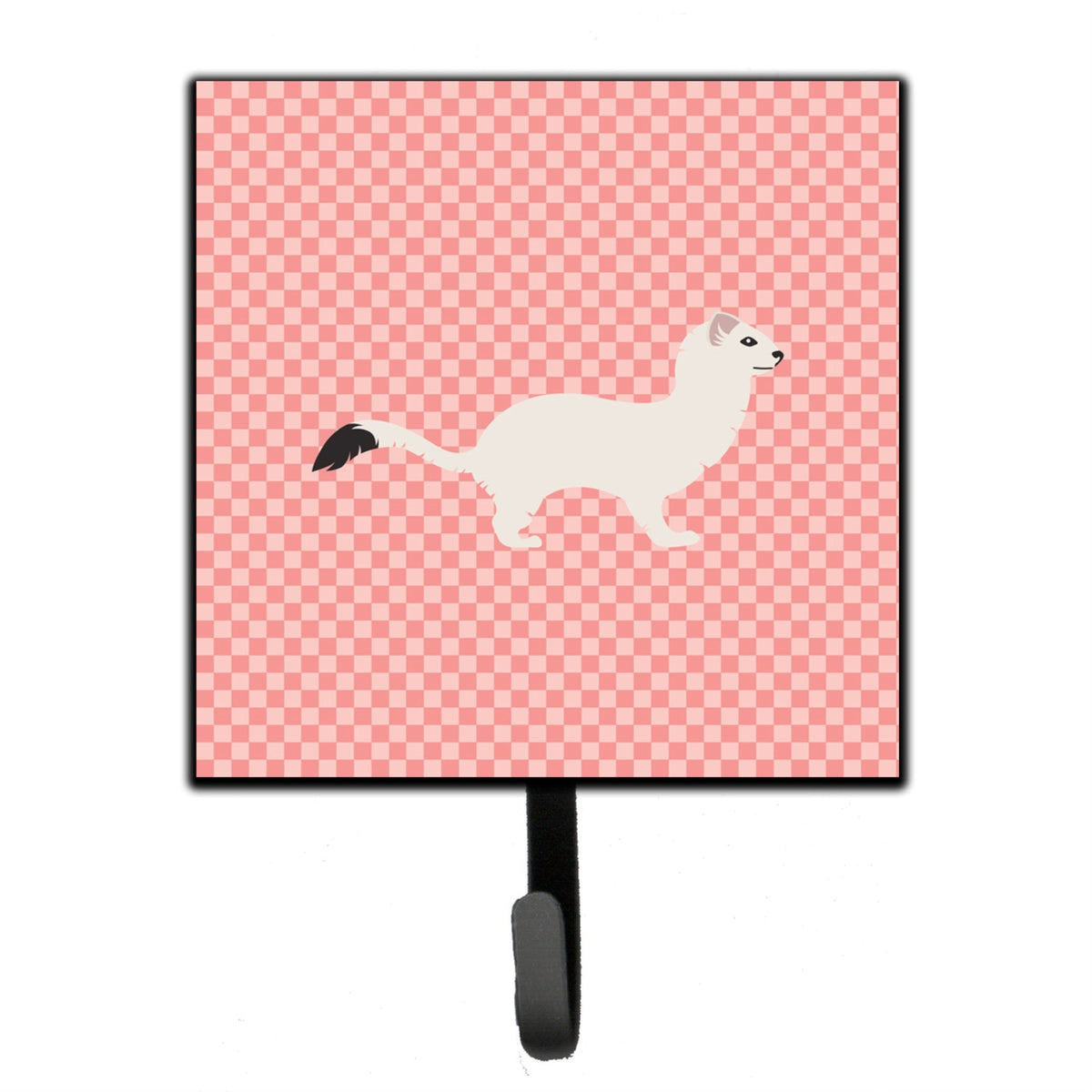 Caroline'S Treasures Stoat Short-Tailed Weasel Pink Check Wall Hook, Small, Multicolor