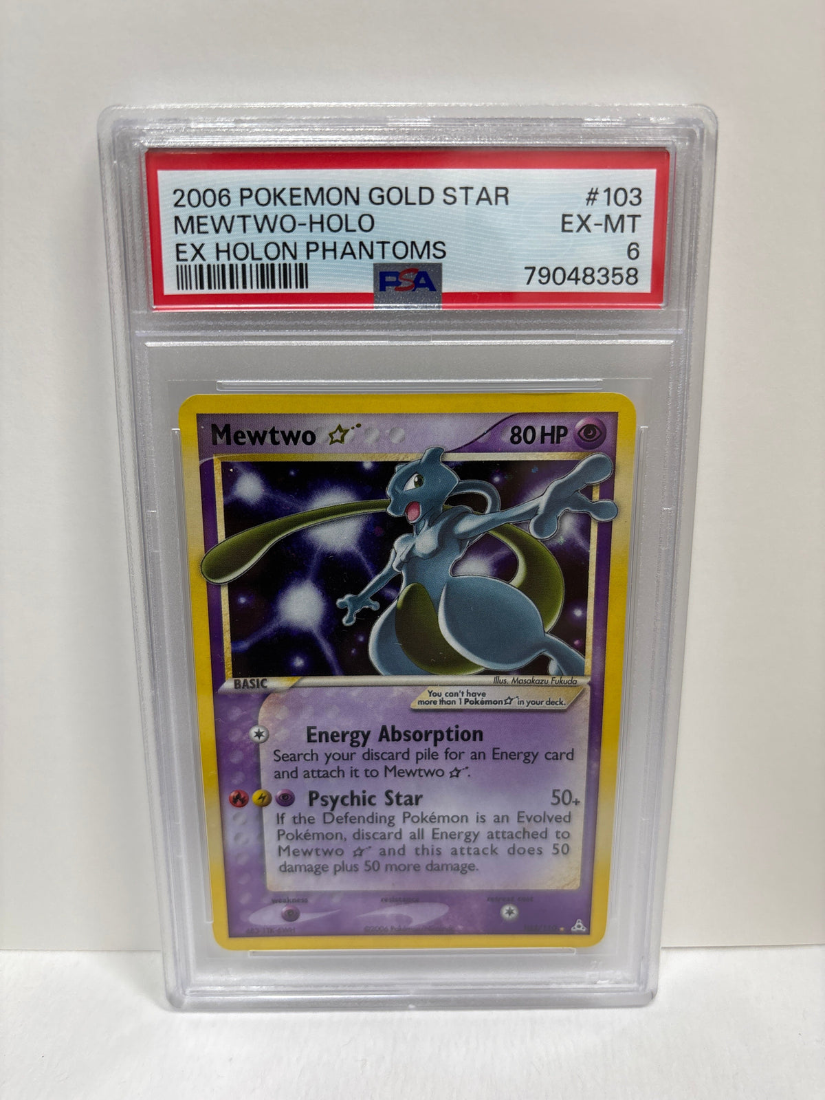 Pokemon Gold Star Mewtwo 103/110 PSA 6