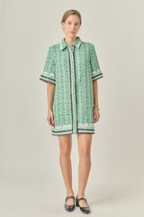 Boucle Mini Shirt Dress With Ric Rac Trim