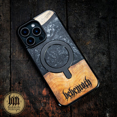 Behemoth 'Logo' Schwarze Handyhülle aus Harz-Holz mit Silikon-TPU und MagSafe