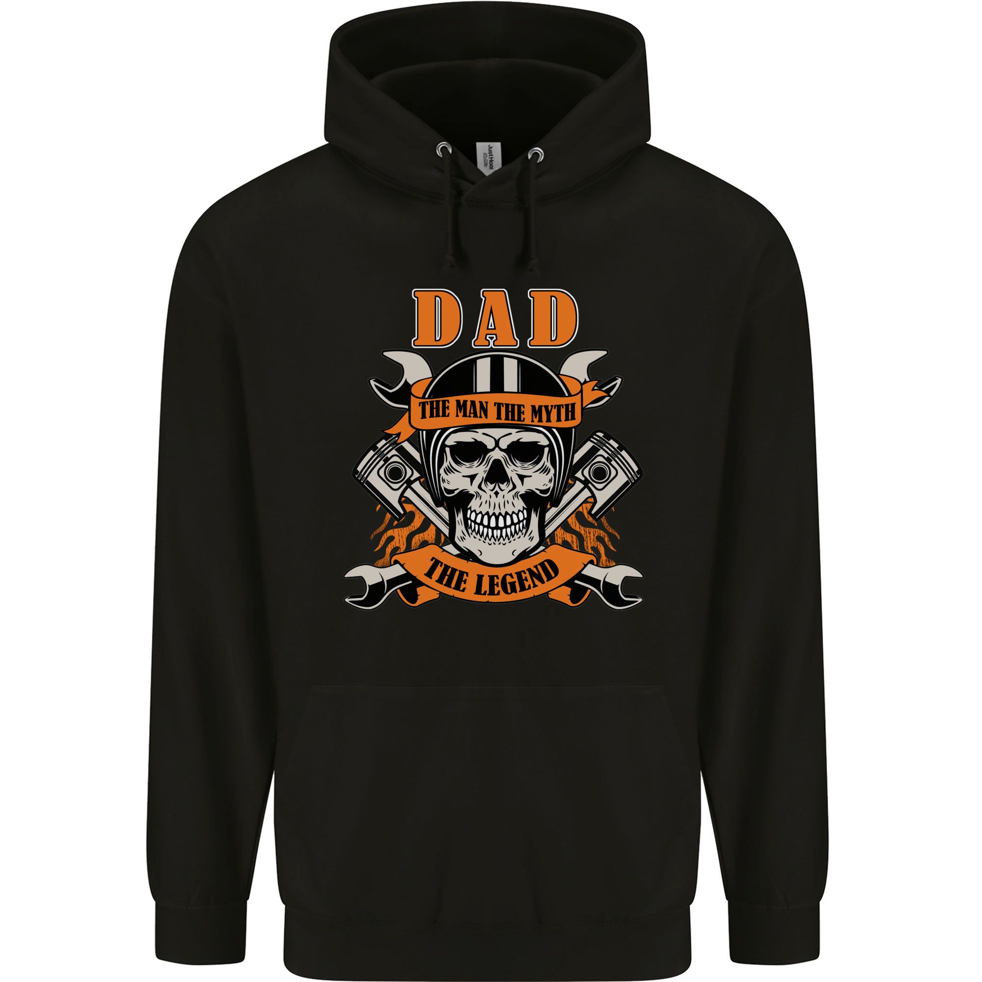 Biker Dad the Man Myth Legend Funny Mens 80% Cotton Hoodie Black