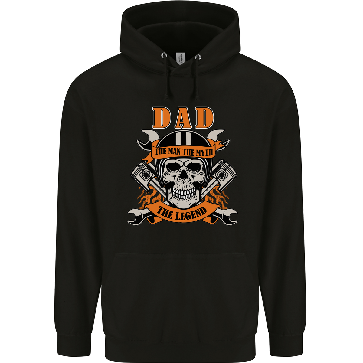 Biker Dad the Man Myth Legend Funny Mens 80% Cotton Hoodie Black