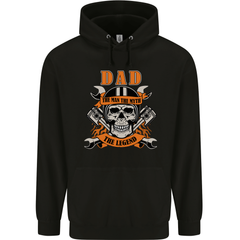 Biker Dad the Man Myth Legend Funny Mens 80% Cotton Hoodie Black