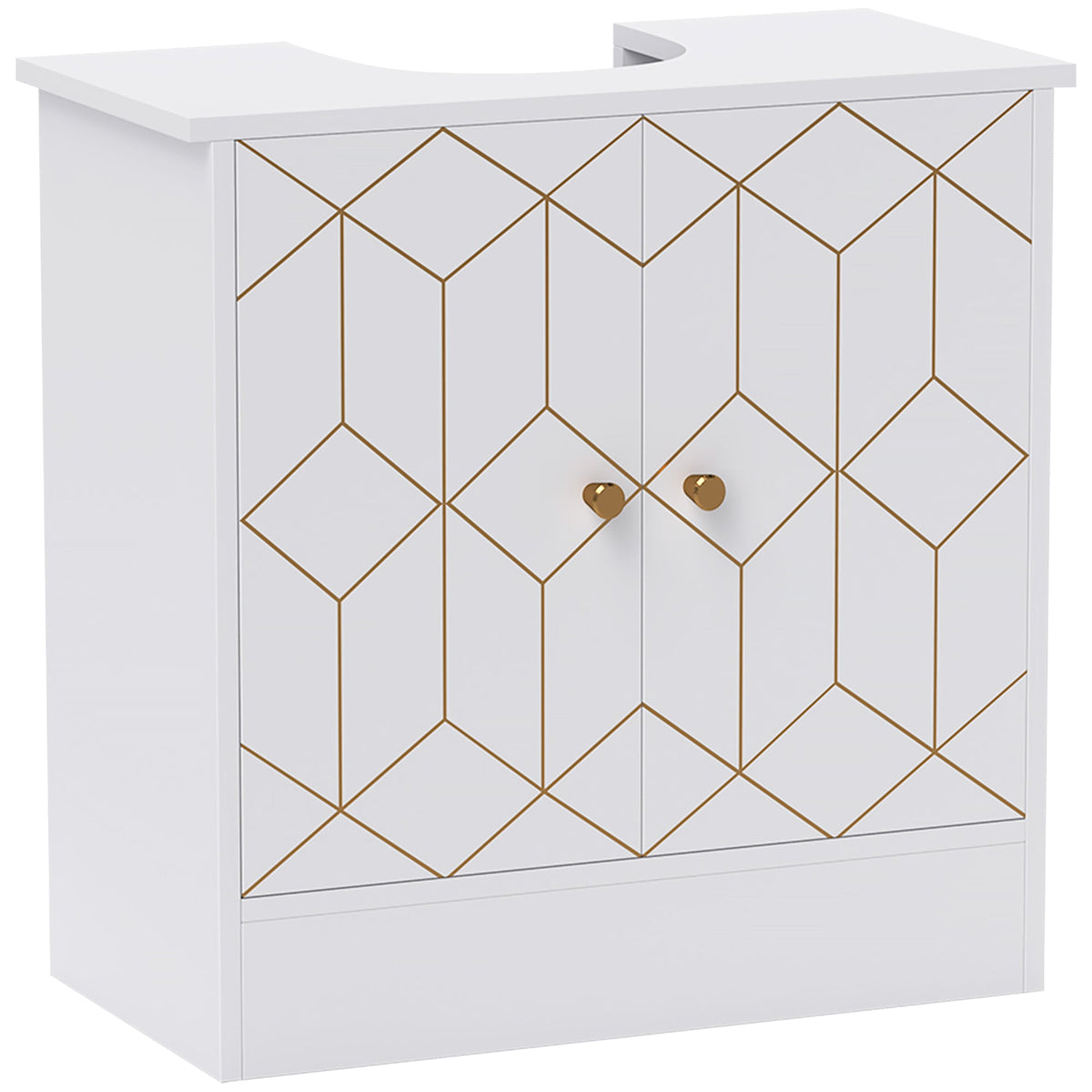 Under Sink Bathroom Cabinet with Adjustable Shelf and Open Compartment 60x30x60cm - White