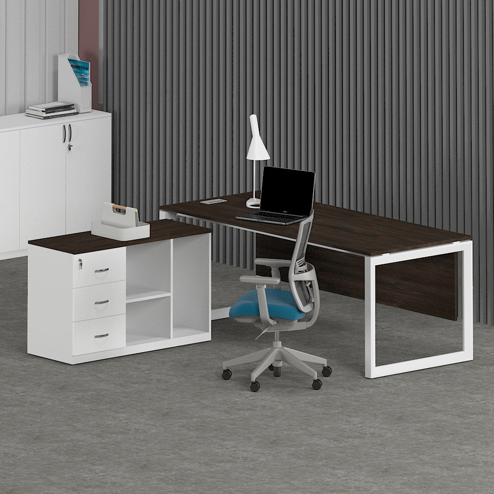 Milo Office Executive Desk (with Side Cabinet) - Office Store Office Furniture Manufacturer & Supplier Dubai