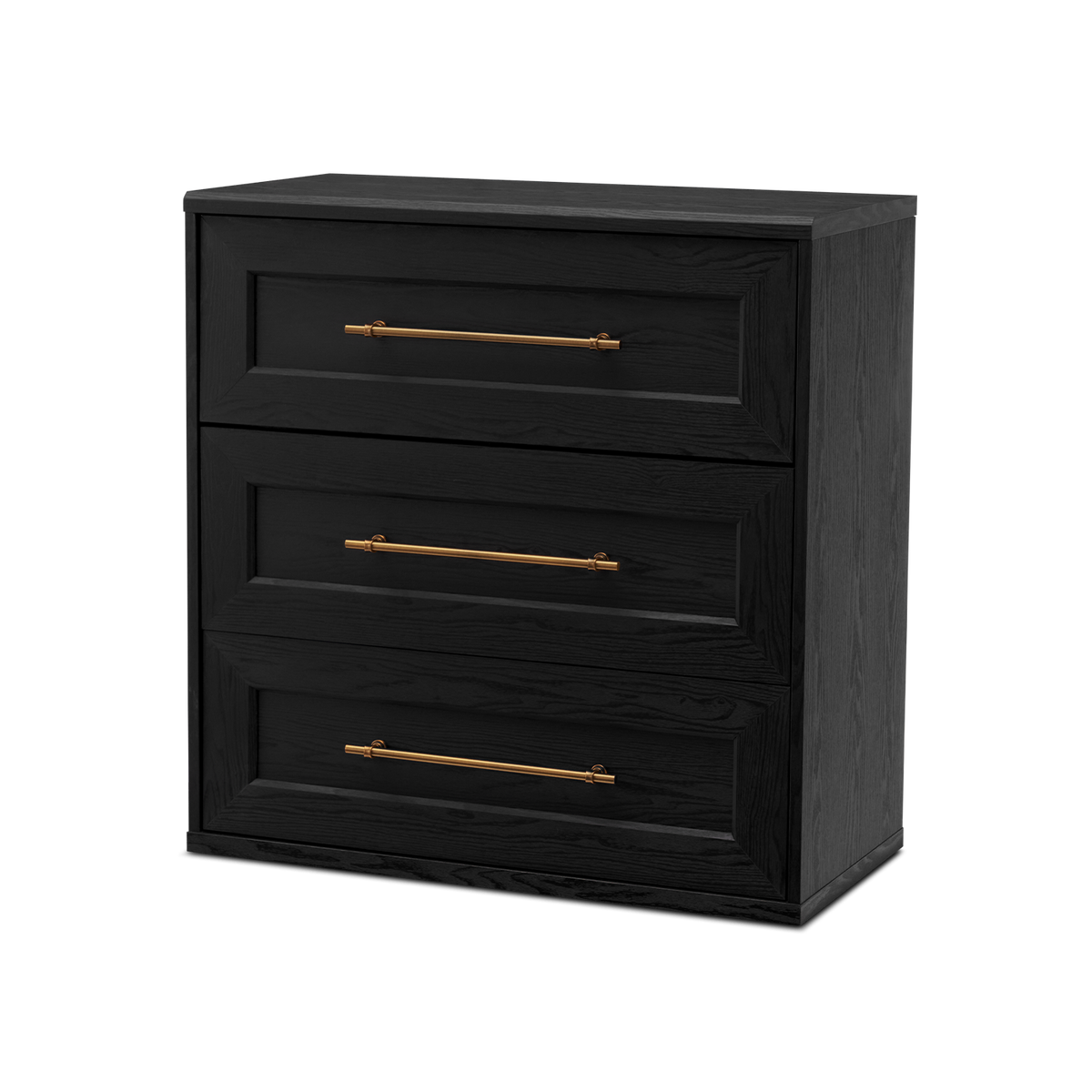 Blake 3 Drawer Dresser, Black Oak