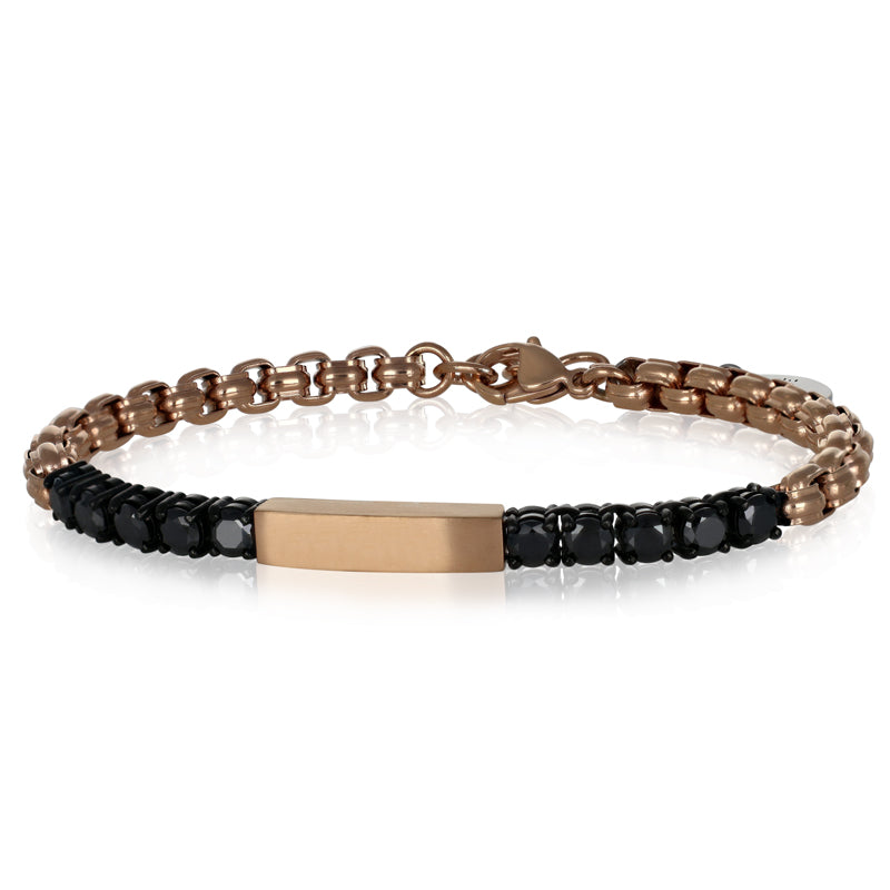 Bracciale rose uomo con zirconi neri - Theron