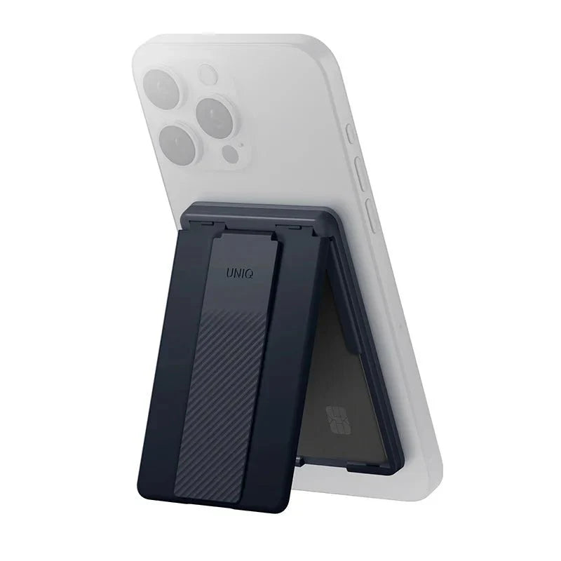 Uniq Heldro ID Magnetic Card Holder with Flex Hand Grip & Stand for Phones – Navy Blue - CVRGRM