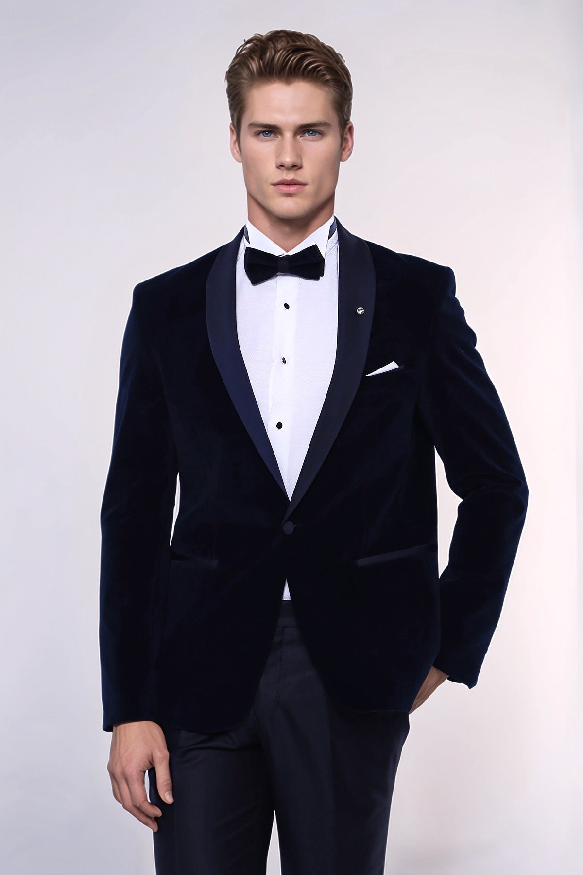 WSS Navy Blue Velvet Blazer  - Barneveld