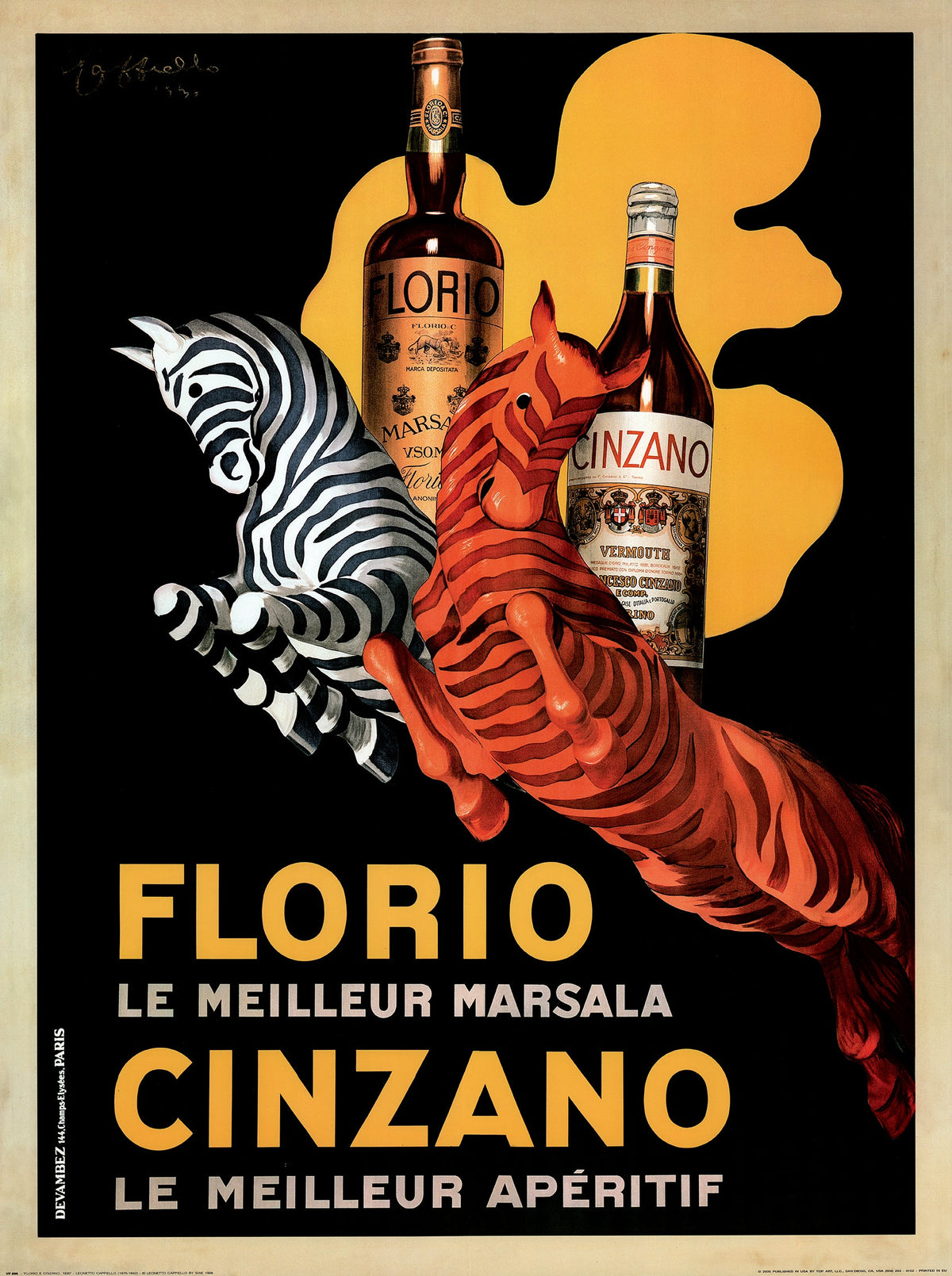 Florio E Cinzano, 1930 by Leonetto Cappiello - 24 X 32 Inches (Vintage Art Print)