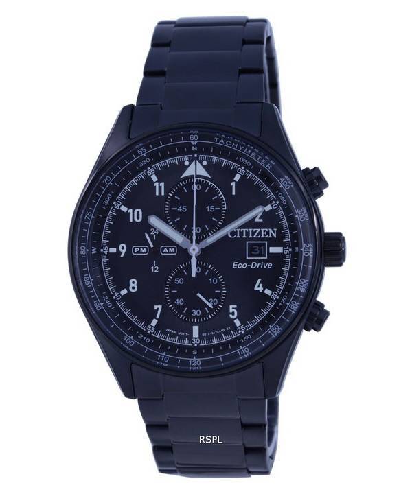 Citizen Chronograph Schwarzes Zifferblatt Edelstahl Eco-Drive CA0775-87E 100M Herrenuhr