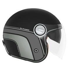 CASQUE JET NOX HERITAGE LINE NOIR MAT TITANIUM NOX