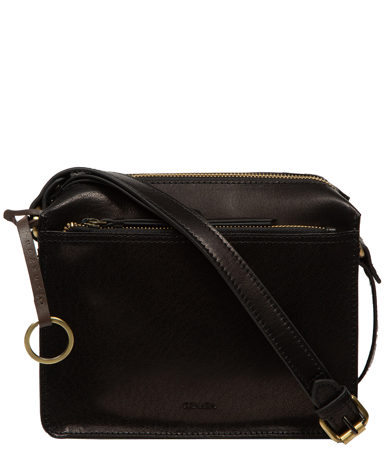 Conkca London black leather Isla crossbody bag front view