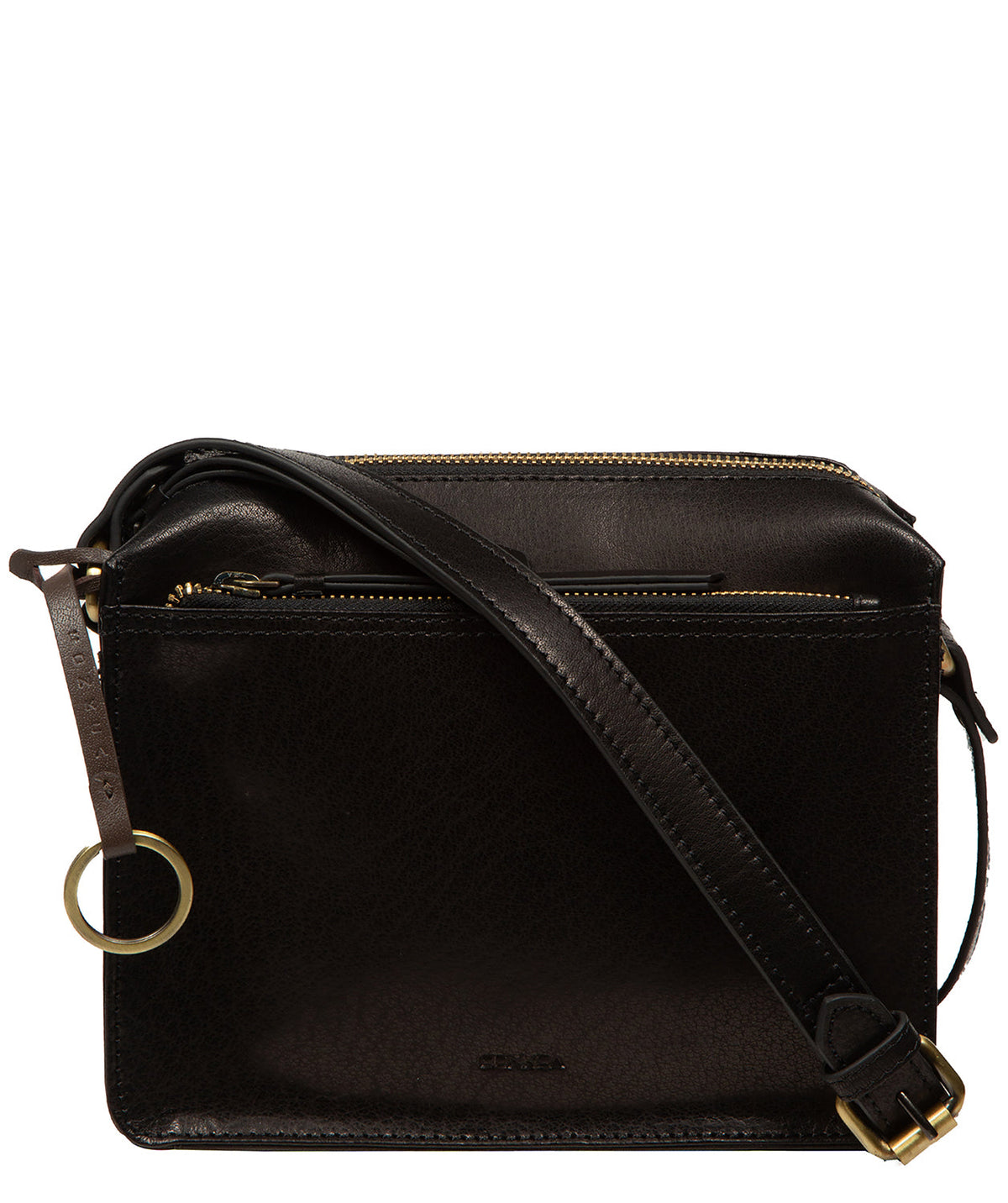 Conkca London black leather Isla crossbody bag front view