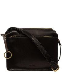 Conkca London black leather Isla crossbody bag front view