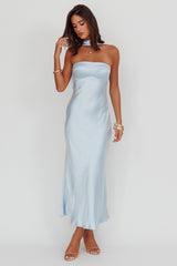Damsel Reverse Halter Maxi Dress Baby Blue by Selfie Leslie