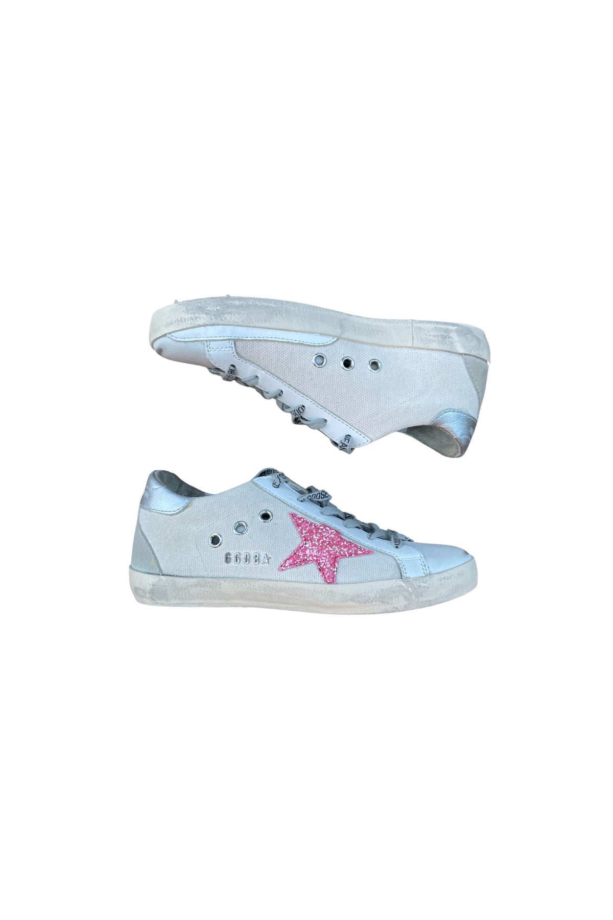Golden Goose Superstar Pink Glitter Star Canvas Low-top Sneakers Size 35
