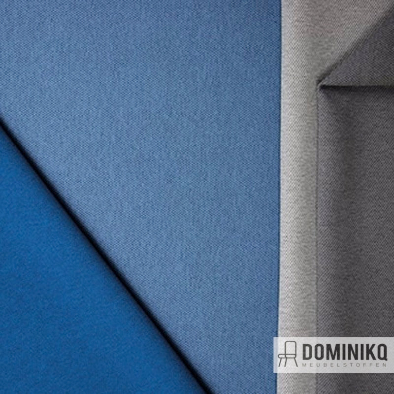 Camira Fabrics Era CSE41 Quota stoffering met visgraat weving en tweekleurig polyester in blauw en grijs, perfect voor ergonomisch meubilair.