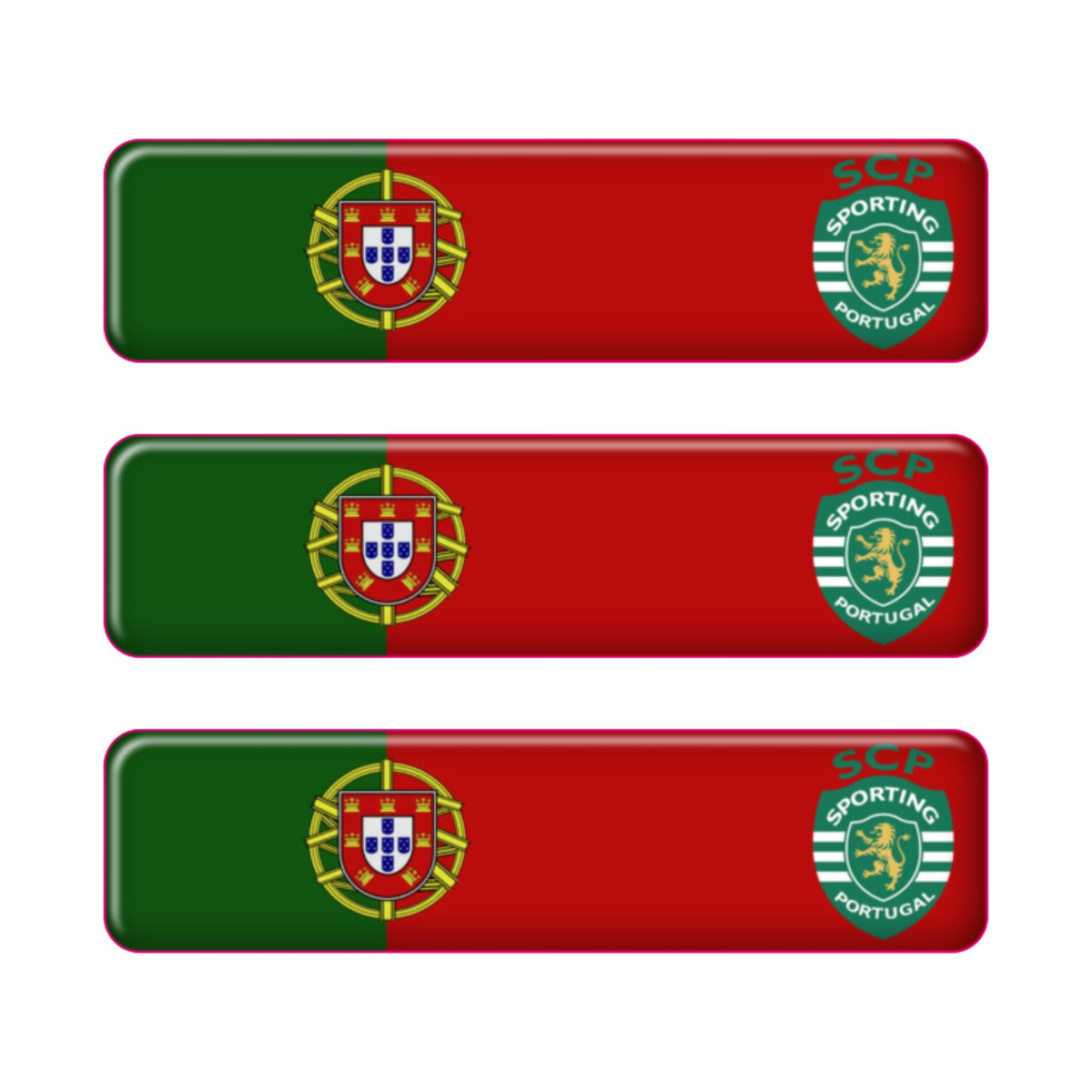 Portugal Rectangular Flag Domed Stickers – Sporting CP Design, Set of 3