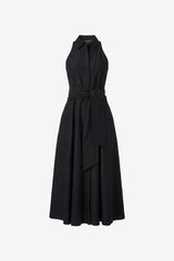 CHELSEA SLEEVELESS TIE-FRONT MIDI SHIRT DRESS - Toccin