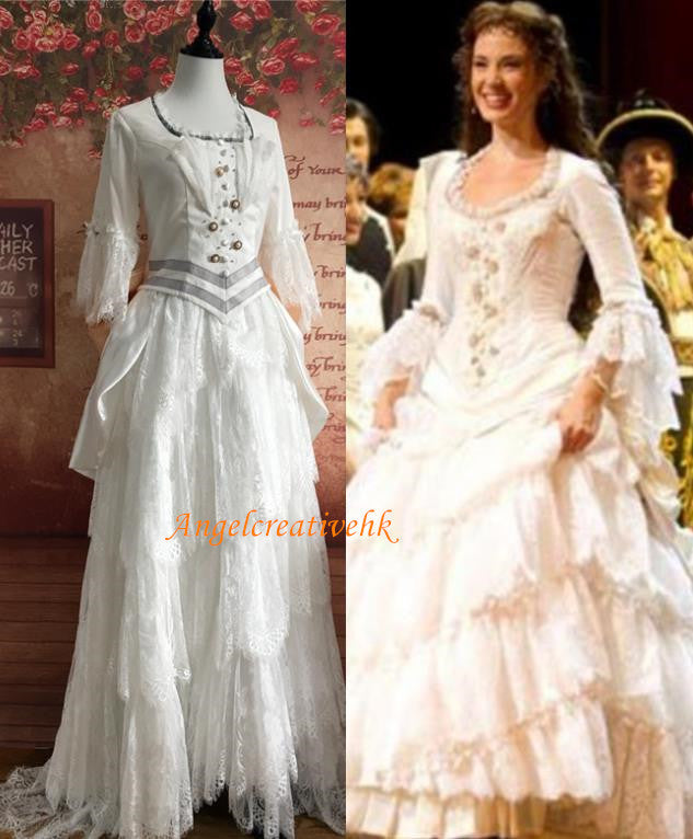 Christine Daae Wedding White Dress Phantom of The Opera Cosplay Costume
