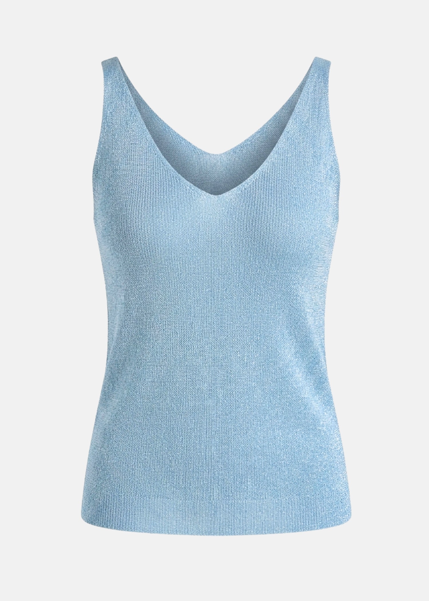 Joseph Ribkoff Metallic Knitted Camisole with Rhinestones in Sky Blue