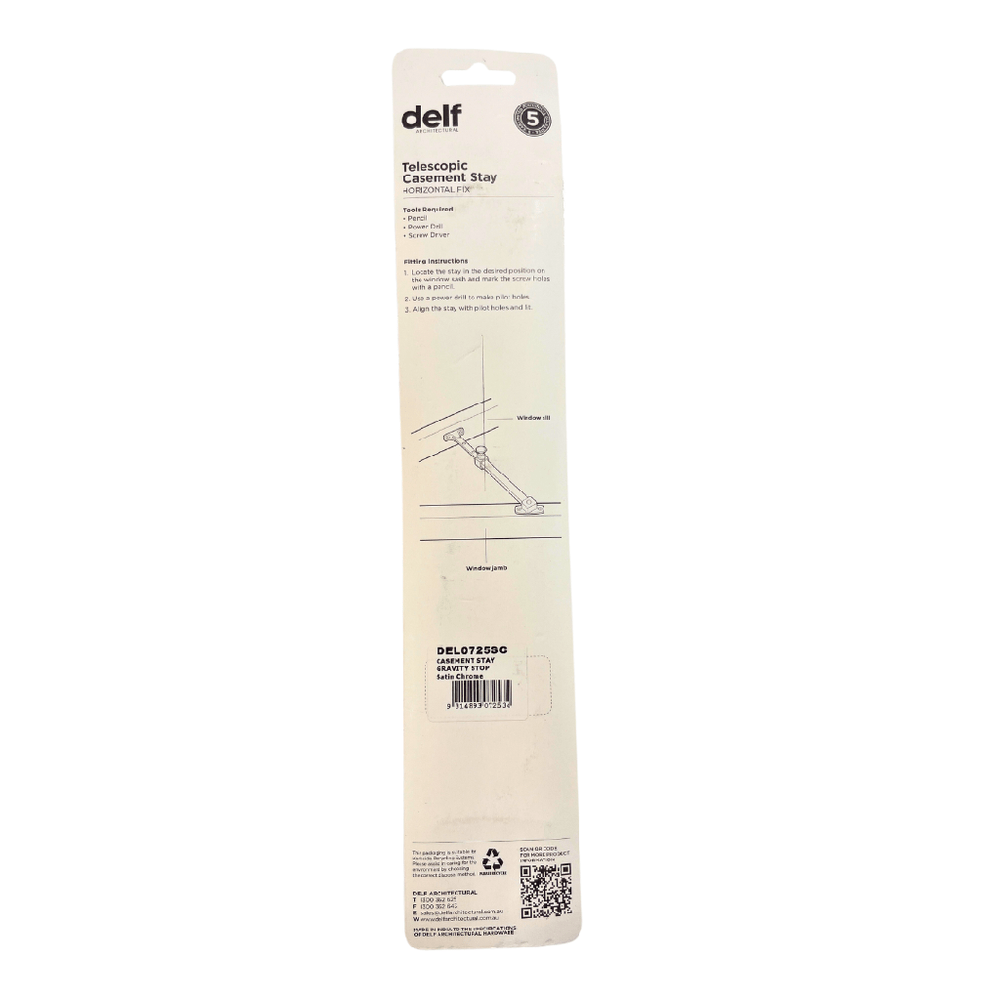 Casement Stay Telecopic Satin Chrome