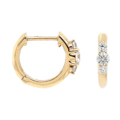 Three Stories 14K Yellow Gold 3 Diamond Prong Hoops