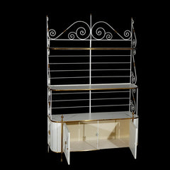 Hollywood Regency Wood & Brass Bakers Rack 20thC