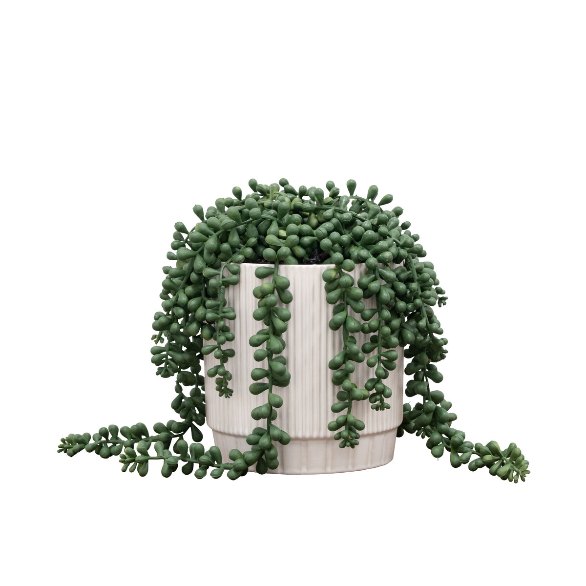 10" Artificial String of Pearls in Decorative Ceramic Pot