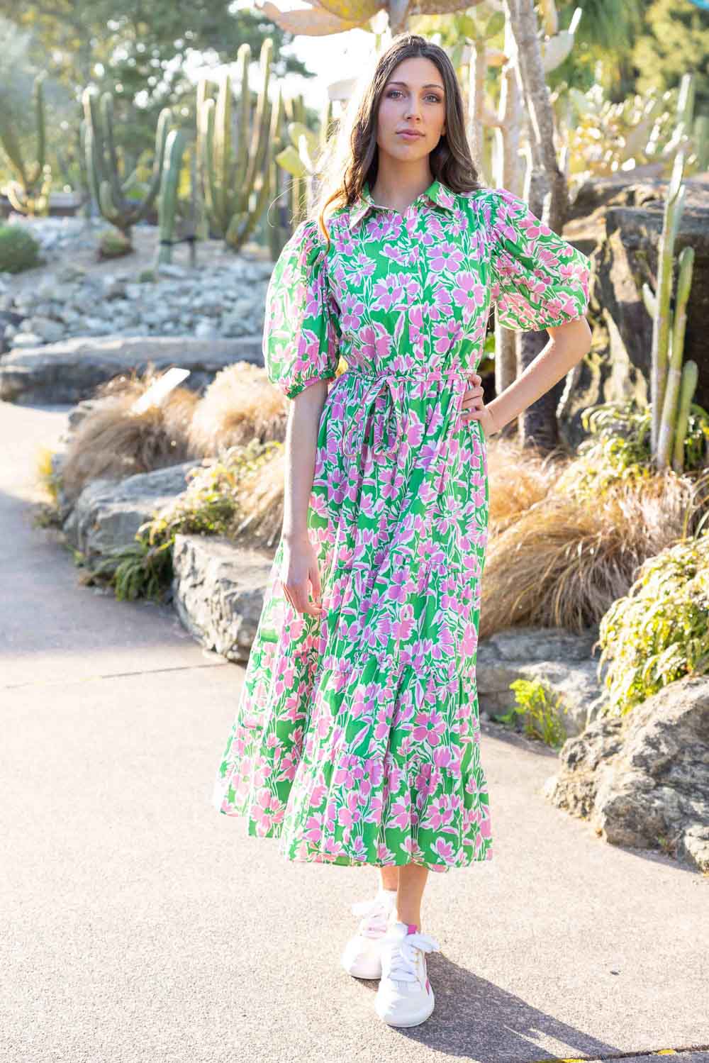 Darina Maxi Dress Pink Green