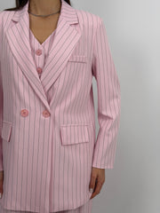 Completo Giacca e Pantalone Gessato Rosa