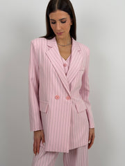 Completo Giacca e Pantalone Gessato Rosa