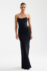 Elora Dress strapless design with a sleek fitted silhouette in black for formal black tie and evening events