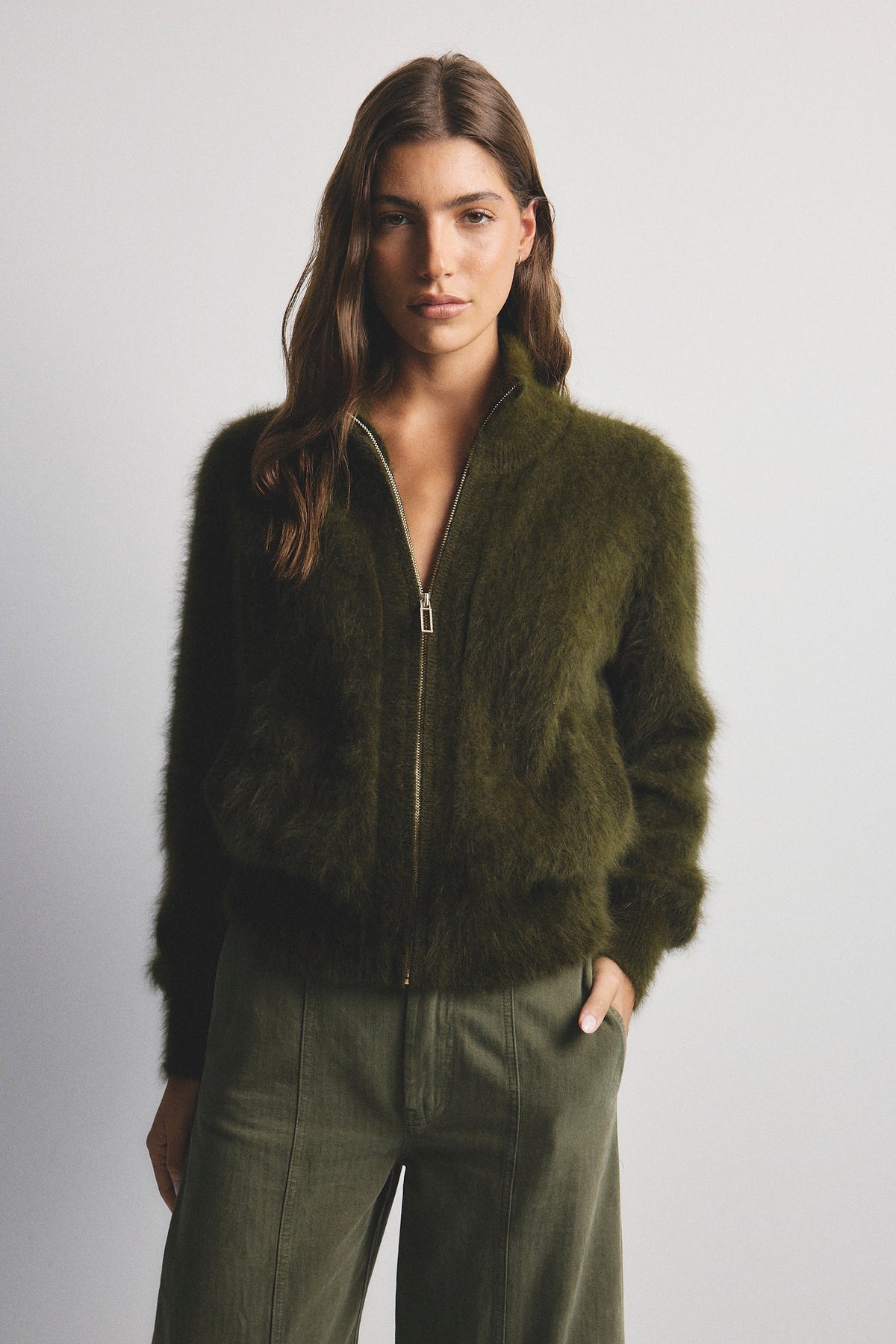 FELIX ZIP CASHMERE CARDIGAN - MOSS - WORLD OF NOMADS