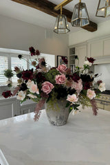 Roses, Scabiosa, Magnolia in a Stone Vase RTfact Flowers 