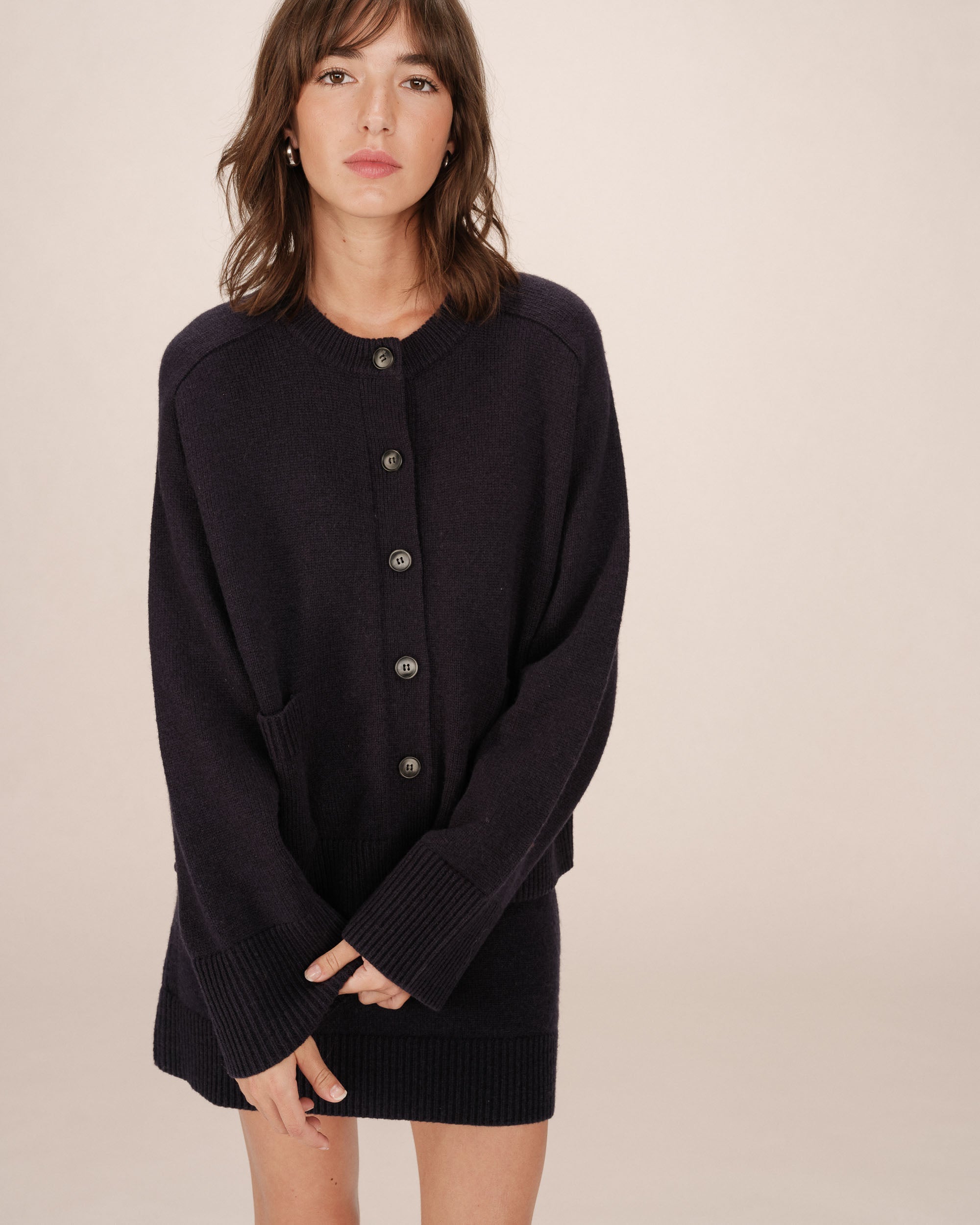 Oversized cardigan marine Sanson