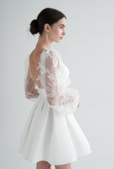 Short Wedding Dress with Lace Sleeves, Rosemary Dress