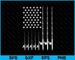 Fishing Pole American Flag Patriotic Outdoors SVG PNG Cutting Printable Files