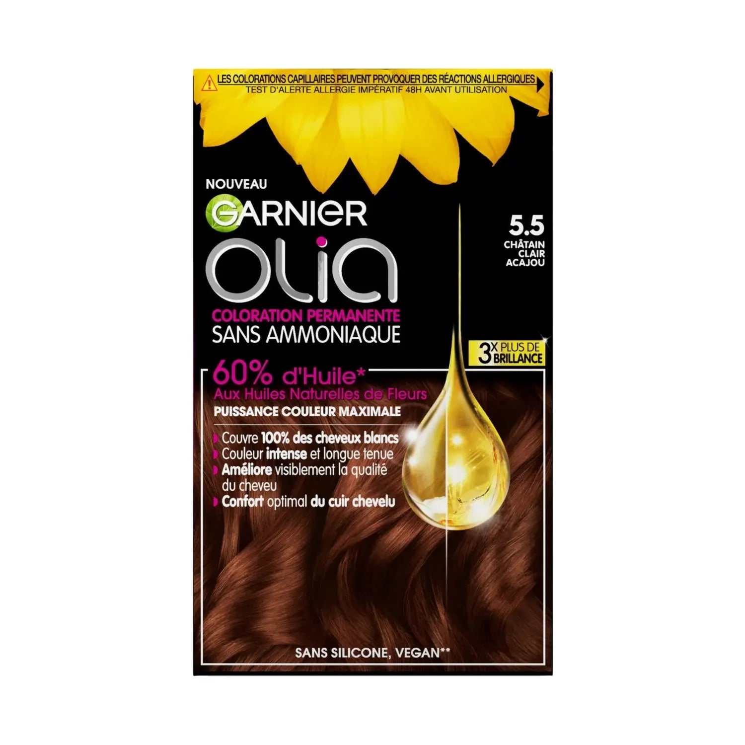 GARNIER OLIA 5.5 - Châtain clair acajou Coloration Permanente Seven-Dz