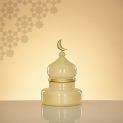 Almarjan Minaret Table Decoration 23cm x 15cm Ivory with Golden Lines & Crescent Moon – Noor Al Layali