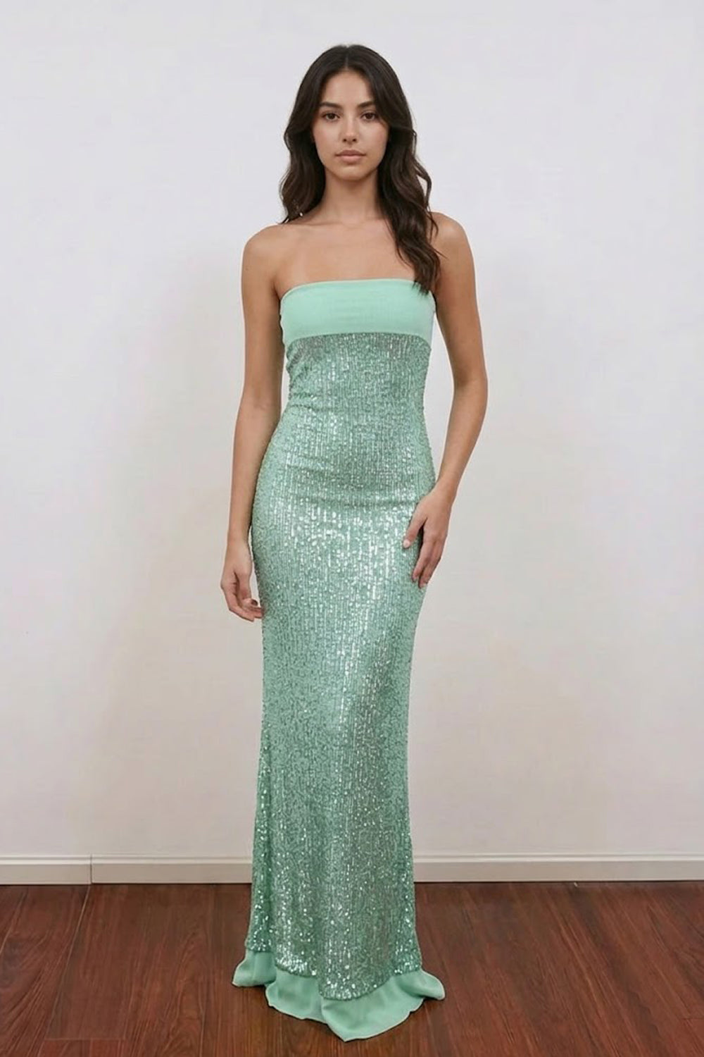 Glitter Fitted Sleeveless Sequin Mint Green Prom Dress Party Dress
