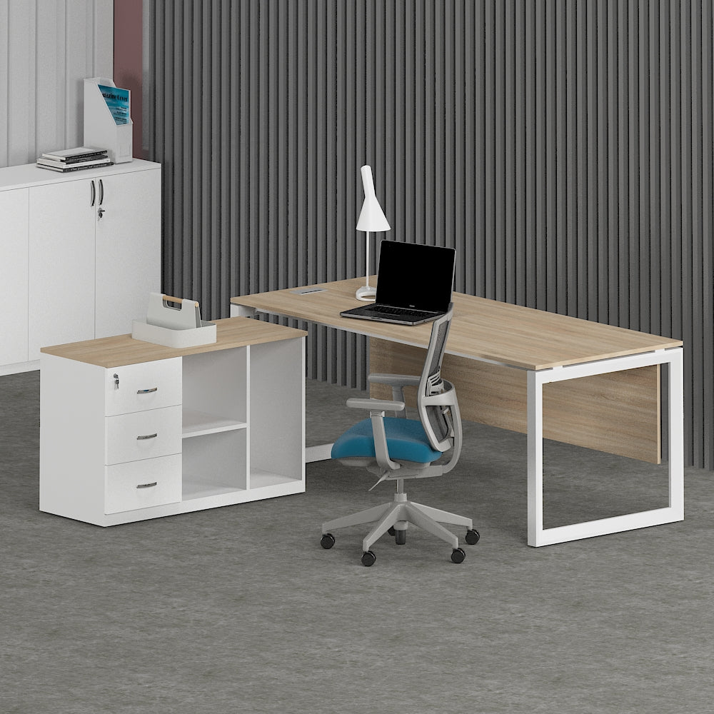 Milo Office Executive Desk (with Side Cabinet) - Office Store Office Furniture Manufacturer & Supplier Dubai